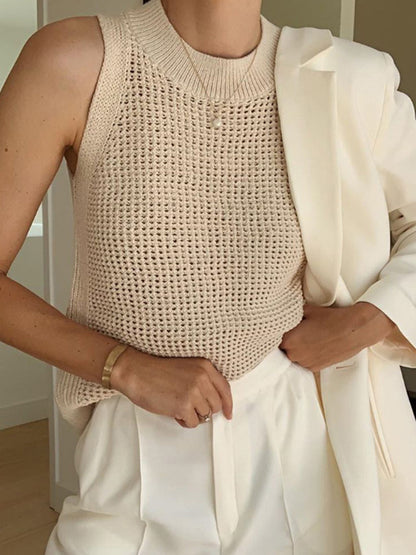 Tank Tops for Women – Knit Hollow Solid Crochet Top