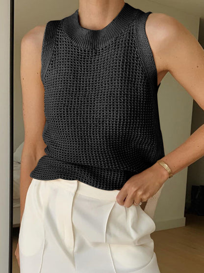 Tank Tops for Women – Knit Hollow Solid Crochet Top