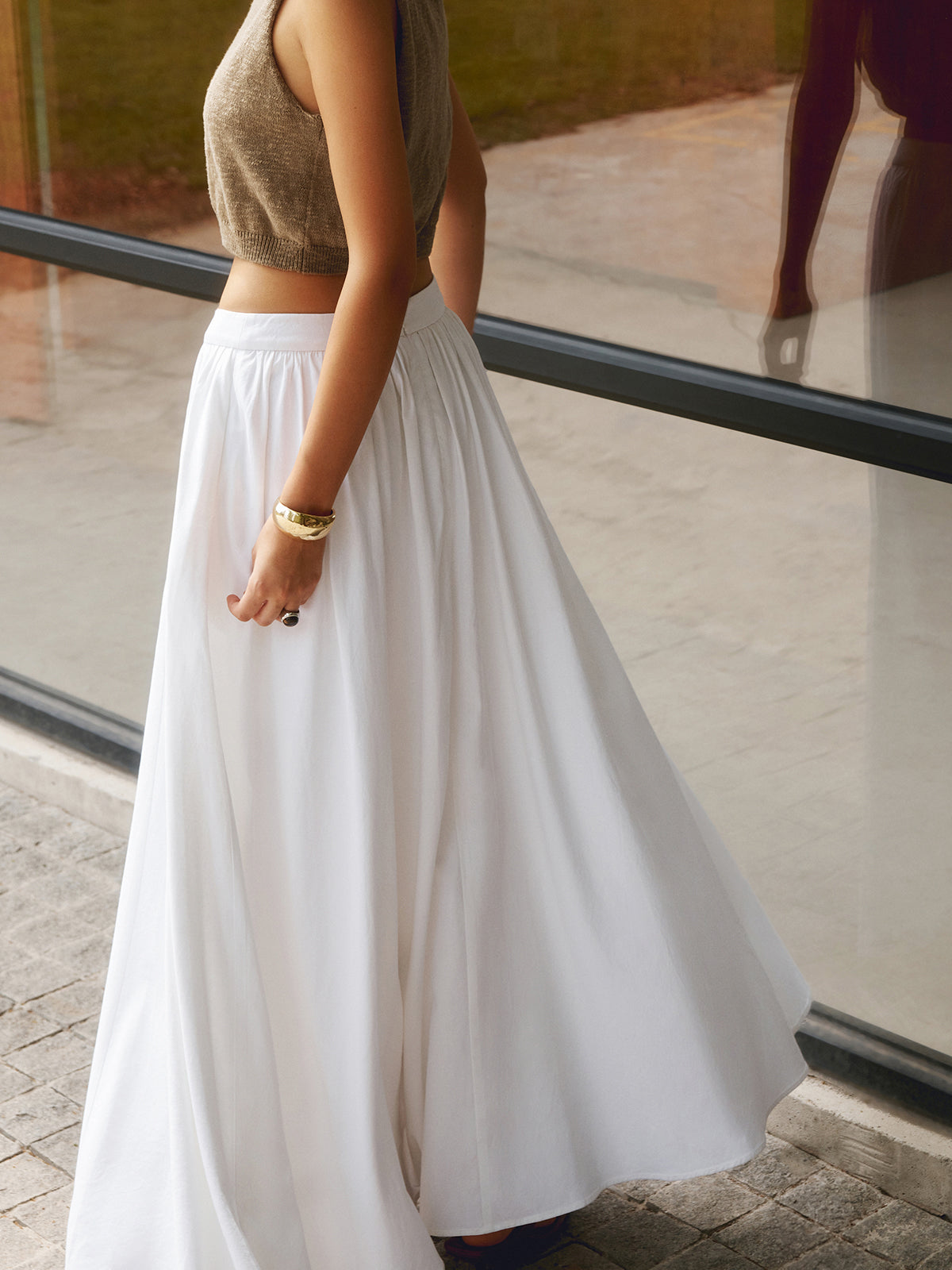 Maxi Skirt – Linen Cotton Pleated Long Skirt | Women's Skirt