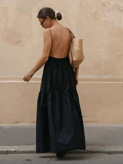 Maxi Dress Women – Solid Backless Long Dress | Summer Dresses for Women