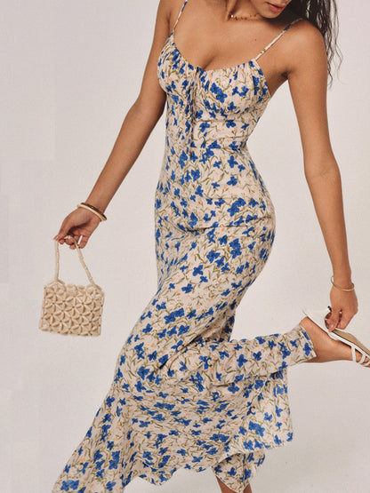 Floral Maxi Dress – Knotted Irregular Hem Long Dress | Summer Dresses for Women