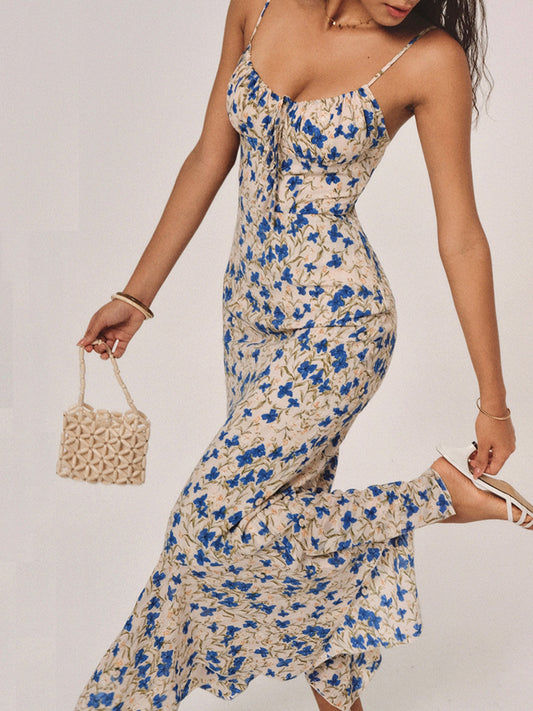 Floral Maxi Dress – Knotted Irregular Hem Long Dress | Summer Dresses for Women