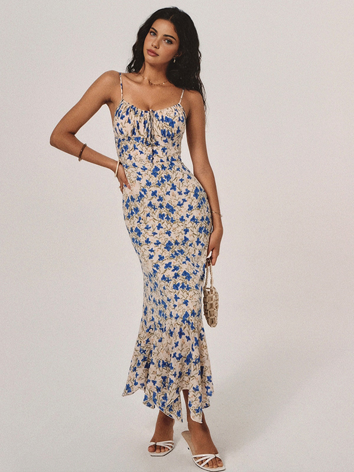 Floral Maxi Dress – Knotted Irregular Hem Long Dress | Summer Dresses for Women