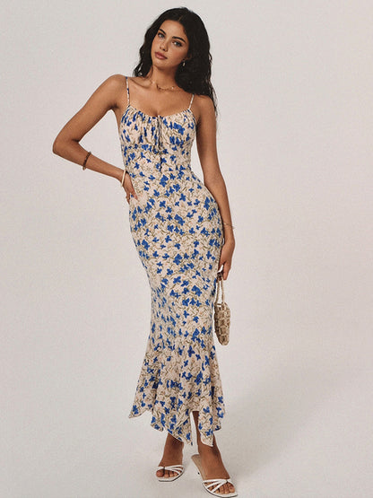Floral Maxi Dress – Knotted Irregular Hem Long Dress | Summer Dresses for Women