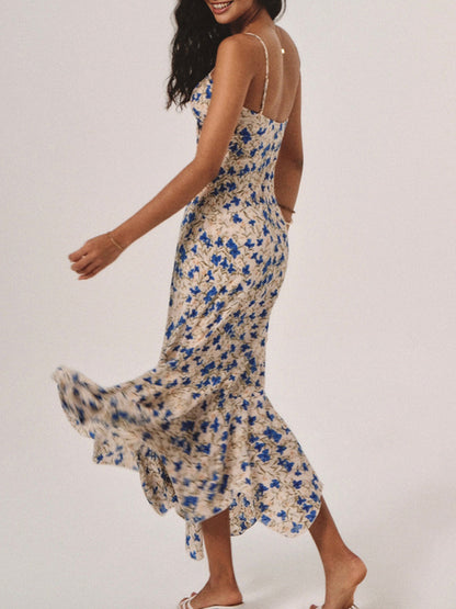 Floral Maxi Dress – Knotted Irregular Hem Long Dress | Summer Dresses for Women