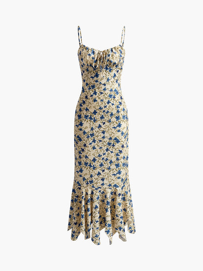 Floral Maxi Dress – Knotted Irregular Hem Long Dress | Summer Dresses for Women