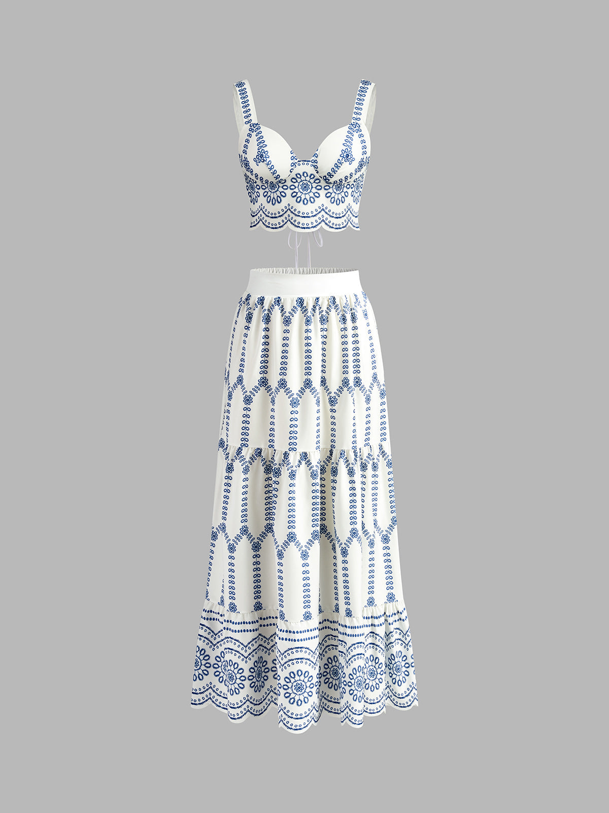 Two Piece Skirt Set – Printed Sleeveless Tie Back Top & Skirt | Matching Set