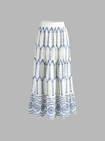 Two Piece Skirt Set – Printed Sleeveless Tie Back Top & Skirt | Matching Set