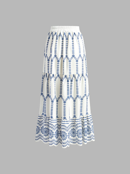 Two Piece Skirt Set – Printed Sleeveless Tie Back Top & Skirt | Matching Set