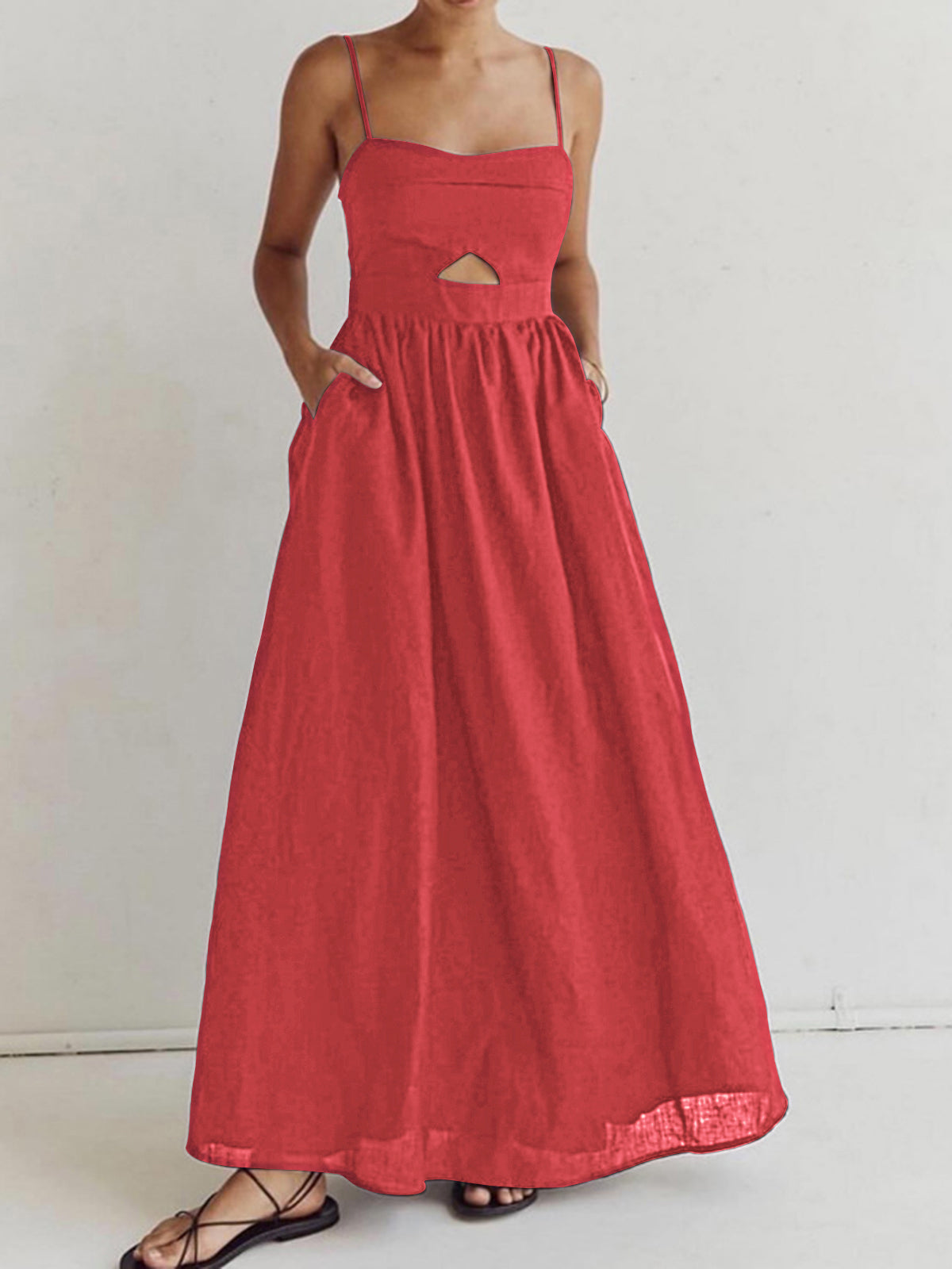 Maxi Dress – Cotton Sleeveless Summer Dress with Pockets | Long Dresses for Women