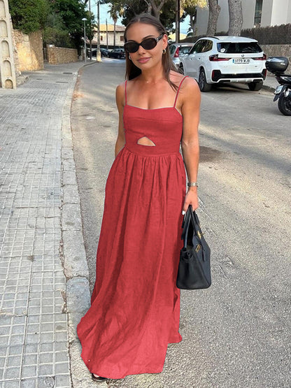 Maxi Dress – Cotton Sleeveless Summer Dress with Pockets | Long Dresses for Women