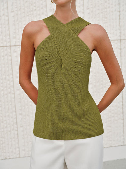 Halter Top Women – Cross-Over Collar Tank Top | Tank Tops for Women