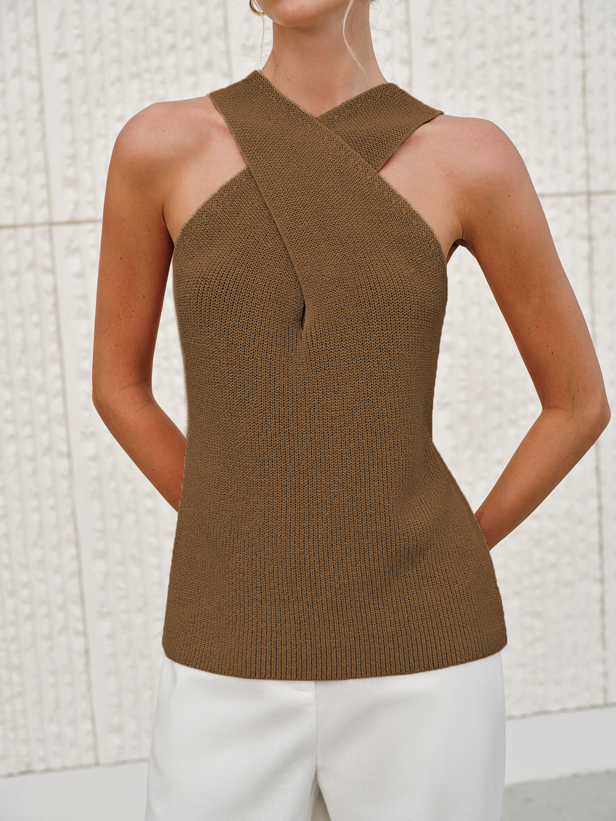 Halter Top Women – Cross-Over Collar Tank Top | Tank Tops for Women