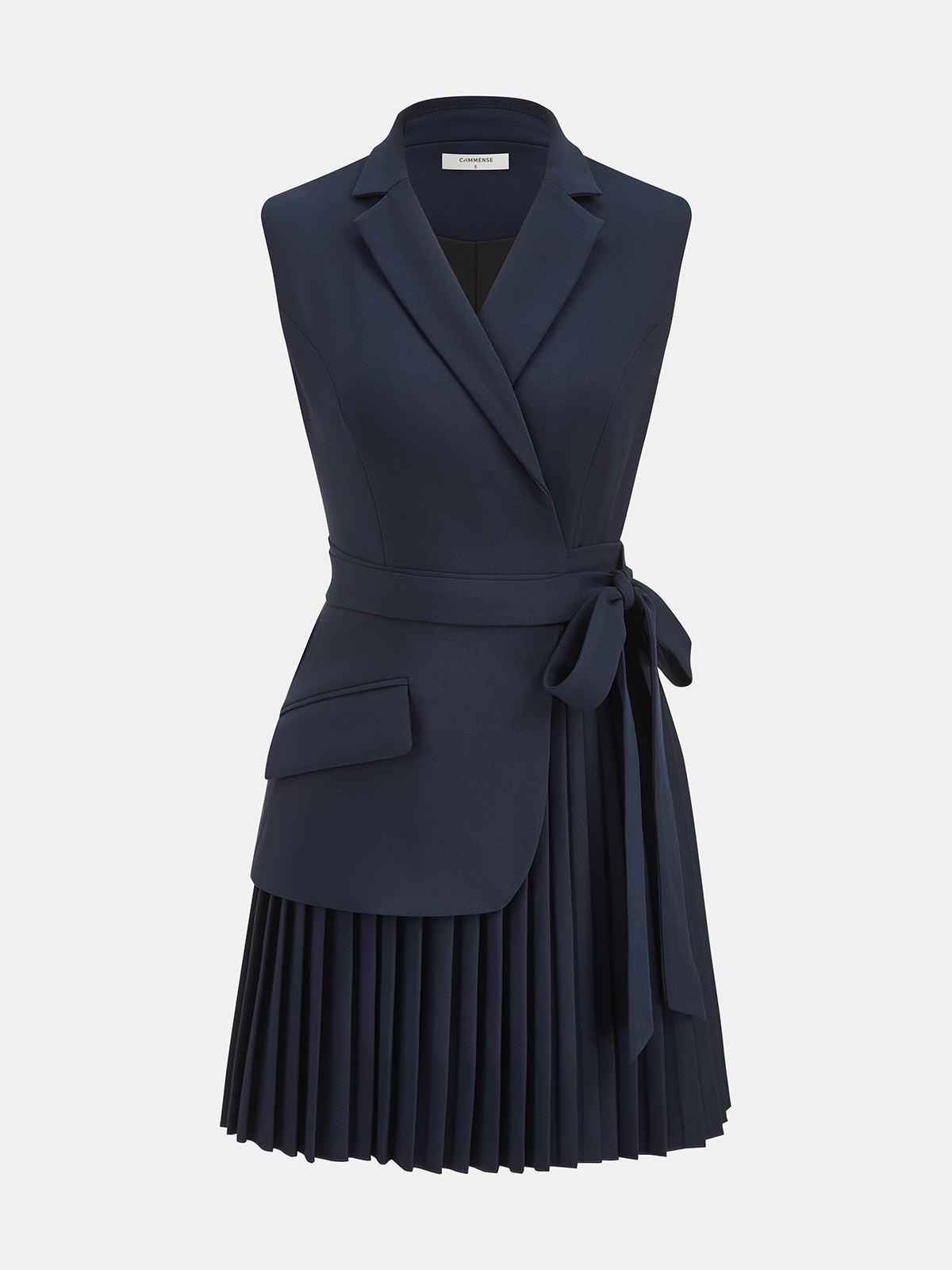 Midi Dress Women – Belted Pleated Sleeveless Blazer Dress | Summer Dresses