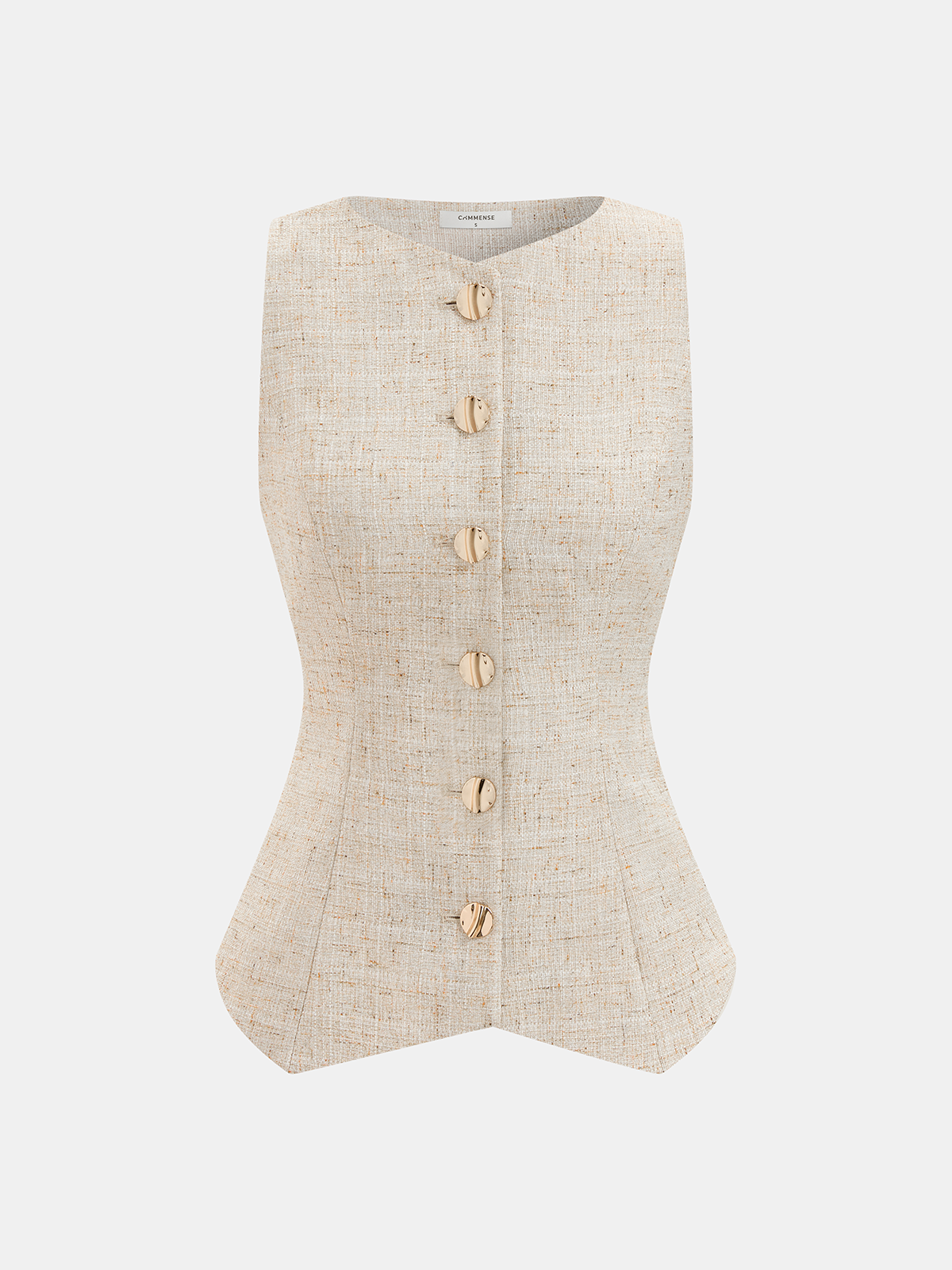 Two Piece Sets Women – Tweed Buttoned Vest & Mini Shorts Set