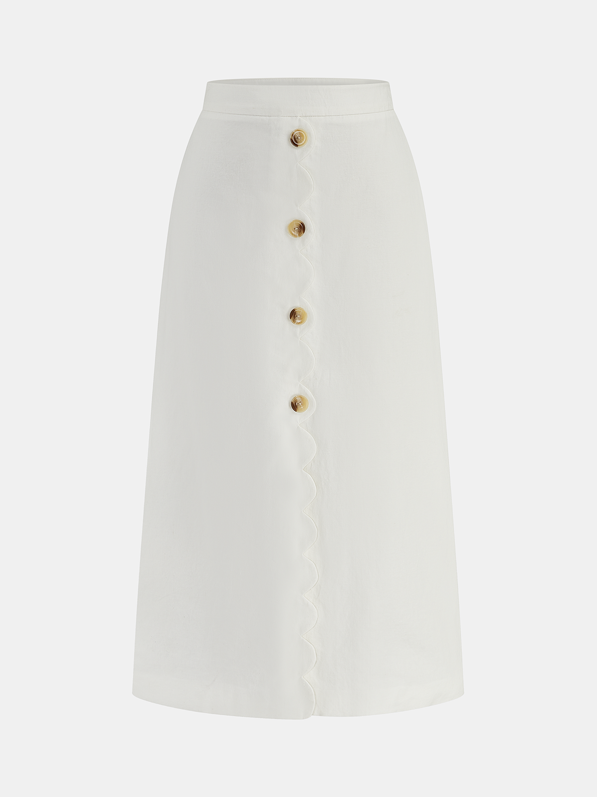 Two Piece Skirt Set – Cotton Linen Scallop Trim Vest & Skirt | Matching Set