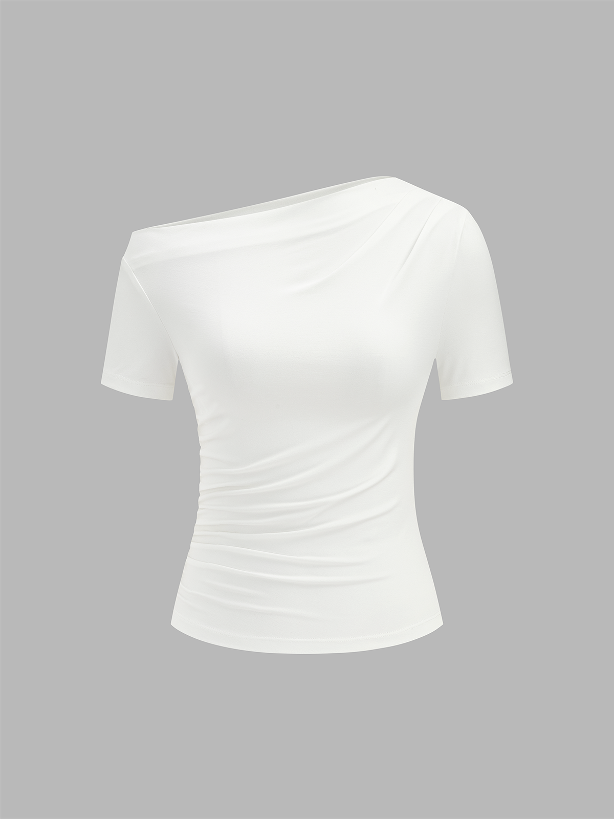 Crop Top Women – Ruched Off Shoulder Short Sleeve Top