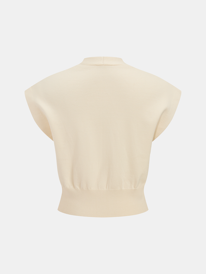 Knit Top Women – V-Neck Cap Sleeve Fitted Top | Tops for Women