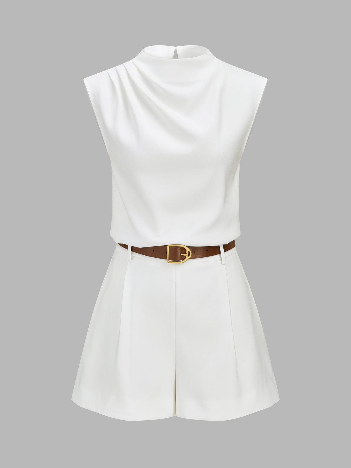 Shorts Sets Women – Draped Sleeveless Top & Belted Shorts | Two Piece Set