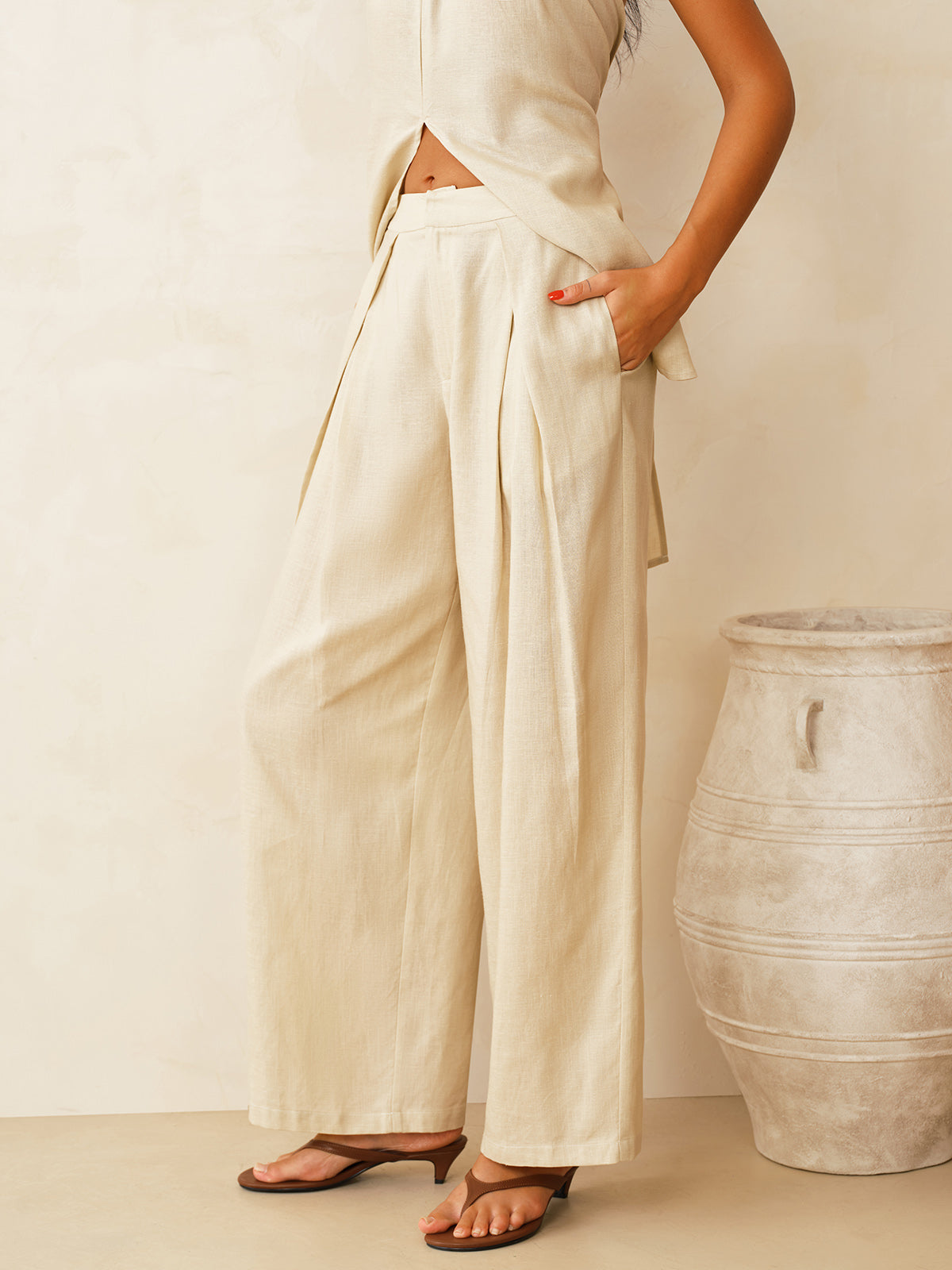 Two Piece Sets Women – Linen Halter Top & Pants | Matching Set