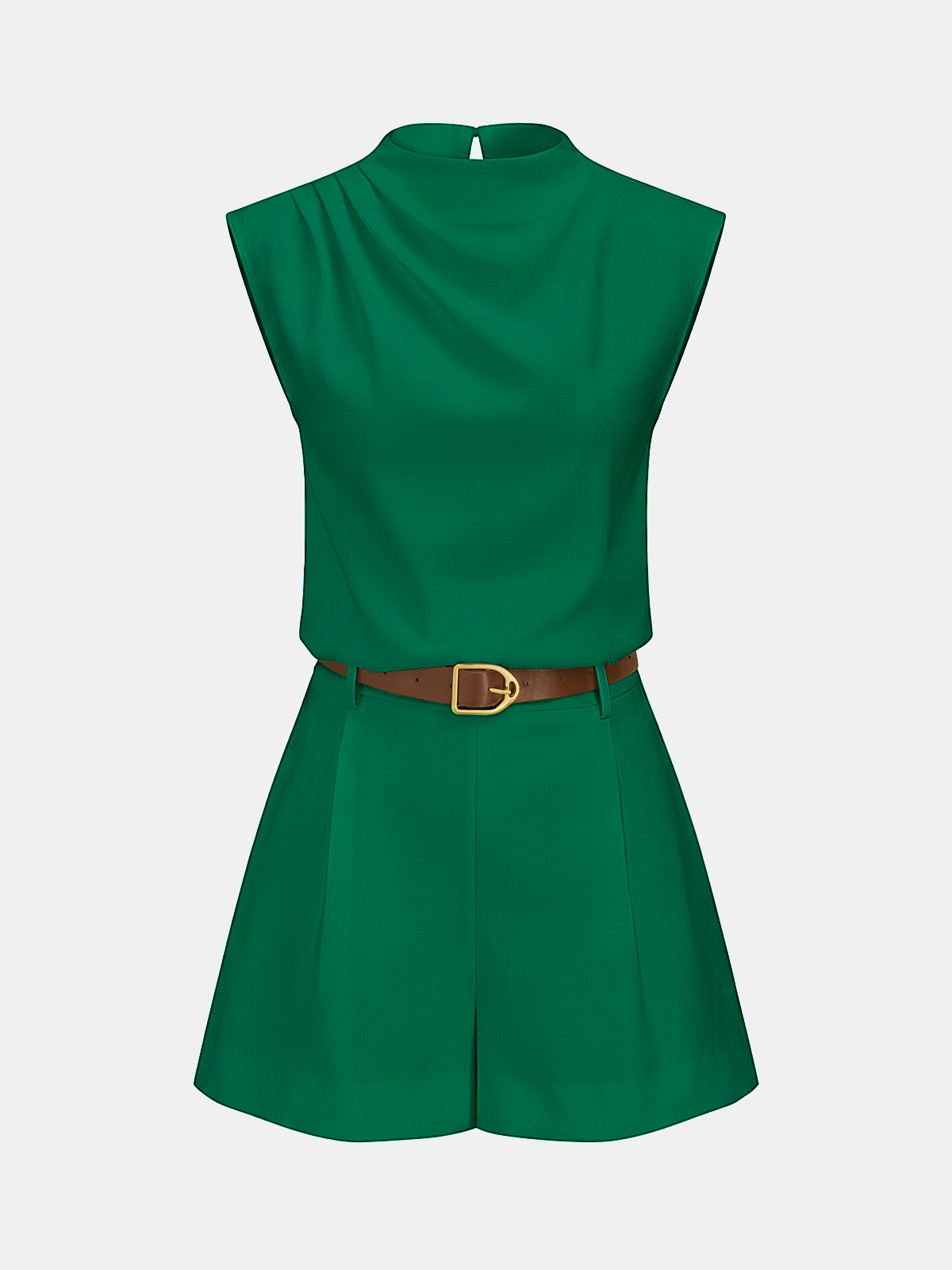 Shorts Sets Women – Draped Sleeveless Top & Belted Shorts | Two Piece Set