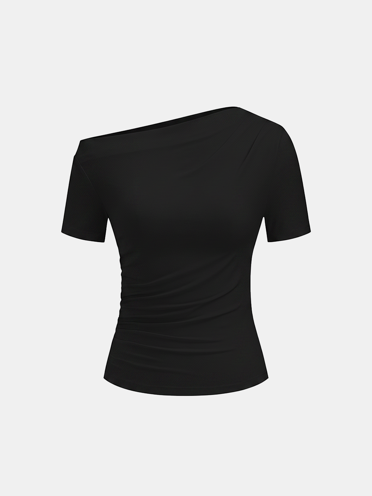 Crop Top Women – Ruched Off Shoulder Short Sleeve Top