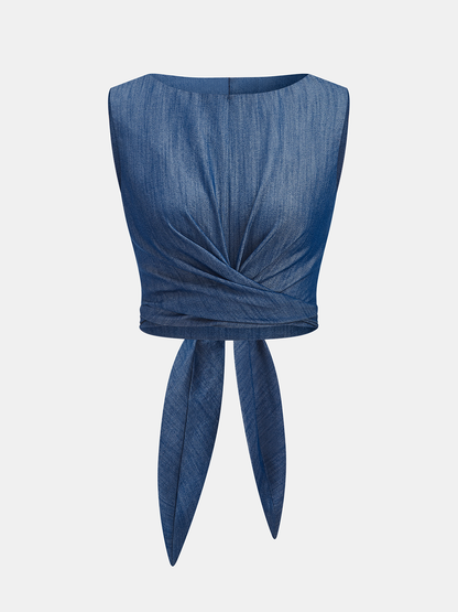Two Piece Sets Women – Cross-Tie Crop Top & Wide Leg Pants | Matching Set