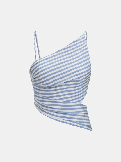 Shorts Sets Women – Striped Cotton Cutout Top & Shorts | Two Piece Set