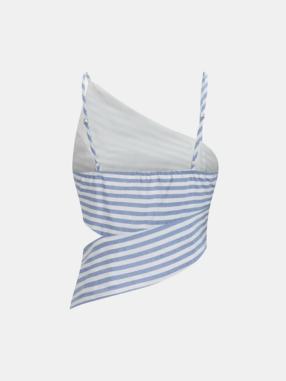 Shorts Sets Women – Striped Cotton Cutout Top & Shorts | Two Piece Set
