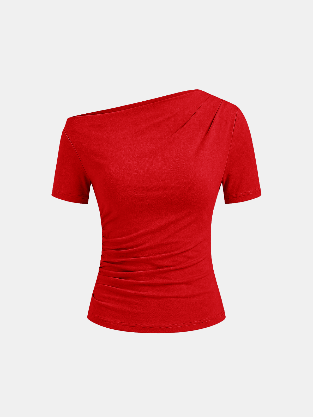 Crop Top Women – Ruched Off Shoulder Short Sleeve Top