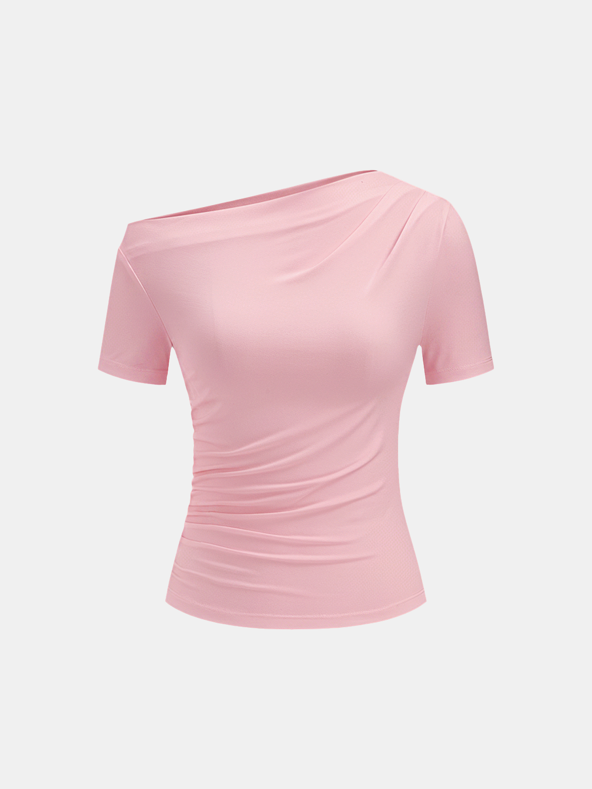 Crop Top Women – Ruched Off Shoulder Short Sleeve Top