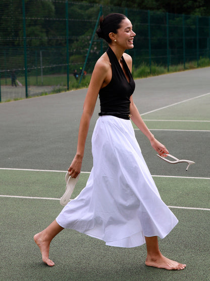 Maxi Skirt – Linen Cotton Pleated Long Skirt | Women's Skirt