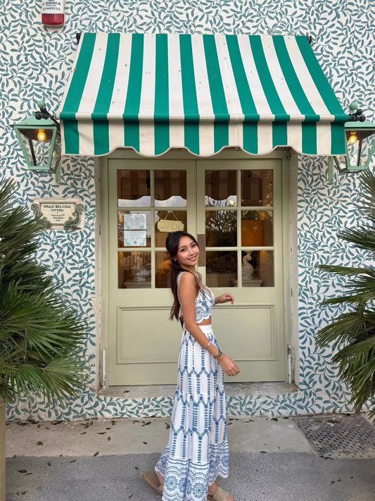 Two Piece Skirt Set – Printed Sleeveless Tie Back Top & Skirt | Matching Set