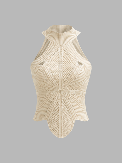 Knit Halter Top – Sleeveless Hollow Out Crochet Top | Tank Tops for Women