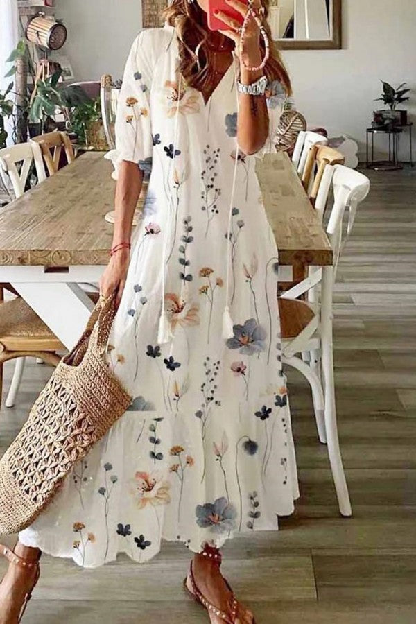 Floral Maxi Dress | Long Sleeve Dress - Maxi Dresses for Women