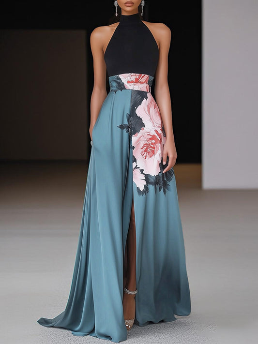 Floral Maxi Dress | Halterneck Dress - Maxi Dresses for Women