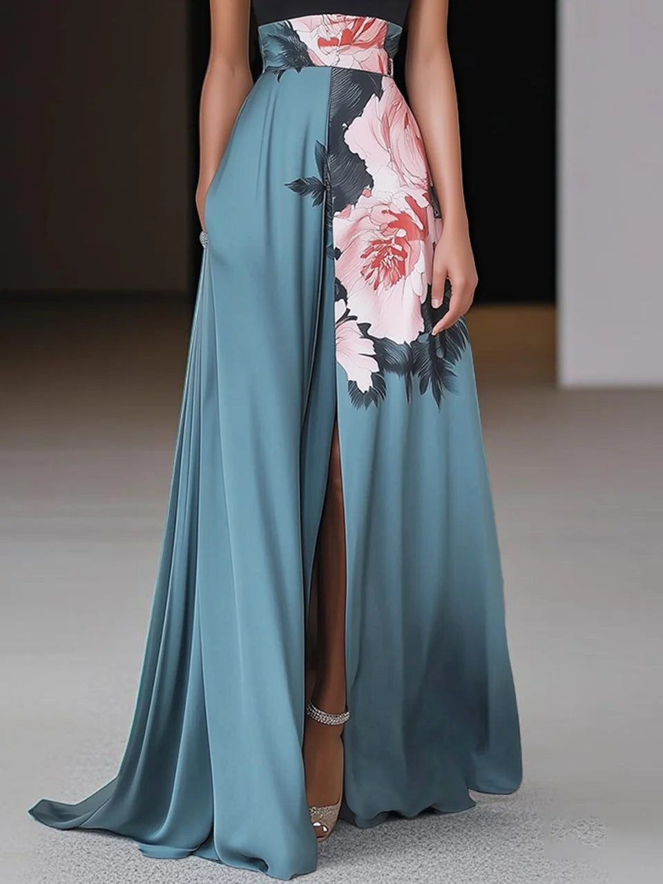 Floral Maxi Dress | Halterneck Dress - Maxi Dresses for Women